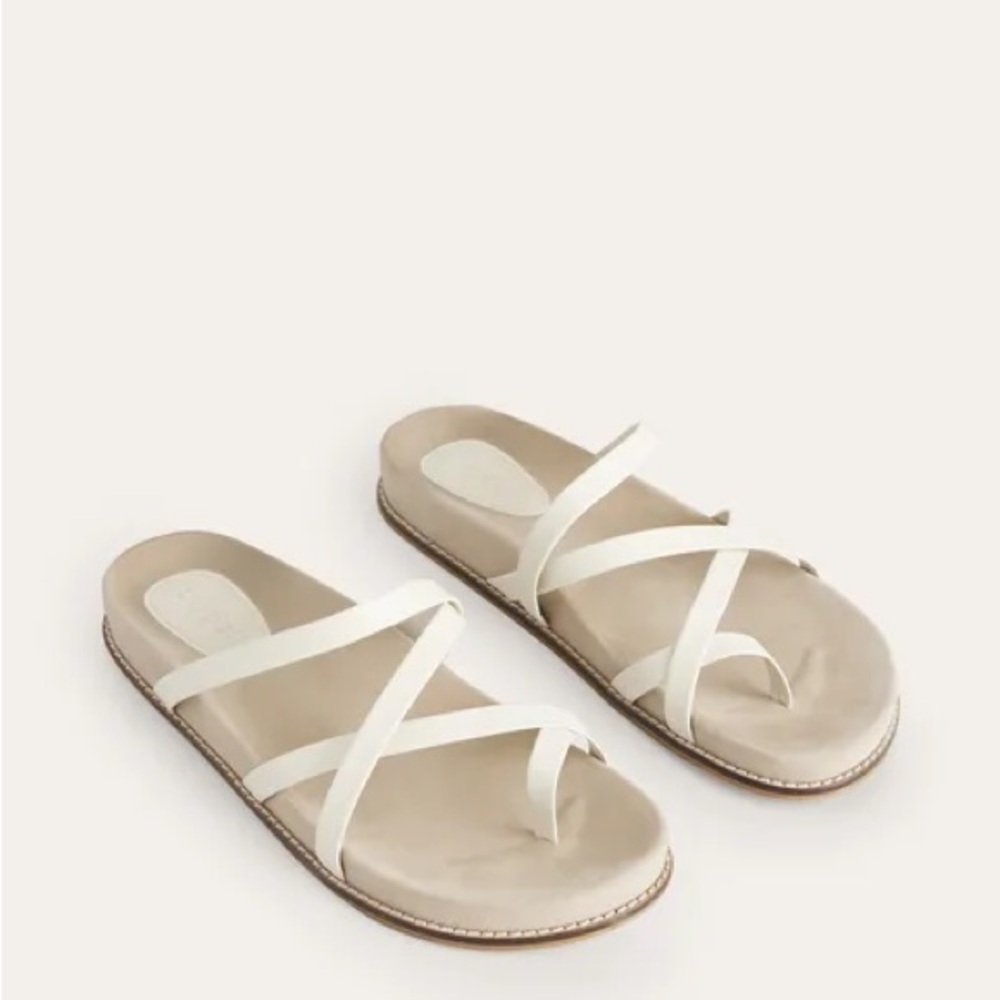 Boden Multi Strap Flat Sandals. New in box. Ecru Leather